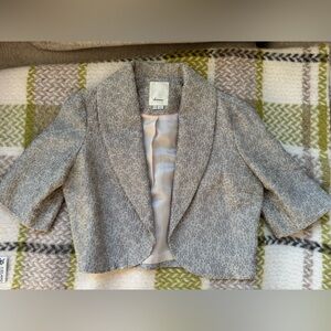 Elevenses Anthropologie Grey/Metallic Silver Cropped Jacket